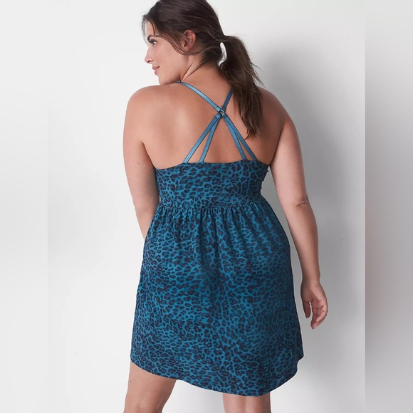 Lane Bryant Cacique Blue Comfy Cotton Chemise Modern Leopard Hydro - Picture 2 of 3